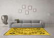 Machine Washable Abstract Yellow Modern Rug in a Living Room, wshabs4534yw