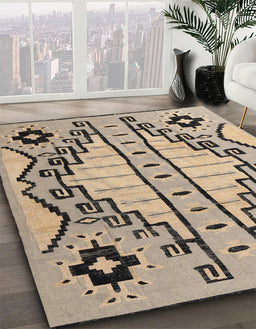 Abstract Brown Modern Rug in Family Room, abs4534
