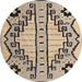 Round Machine Washable Abstract Brown Rug, wshabs4534