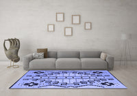 Machine Washable Abstract Blue Modern Rug, wshabs4534blu