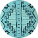 Round Abstract Light Blue Modern Rug, abs4534lblu