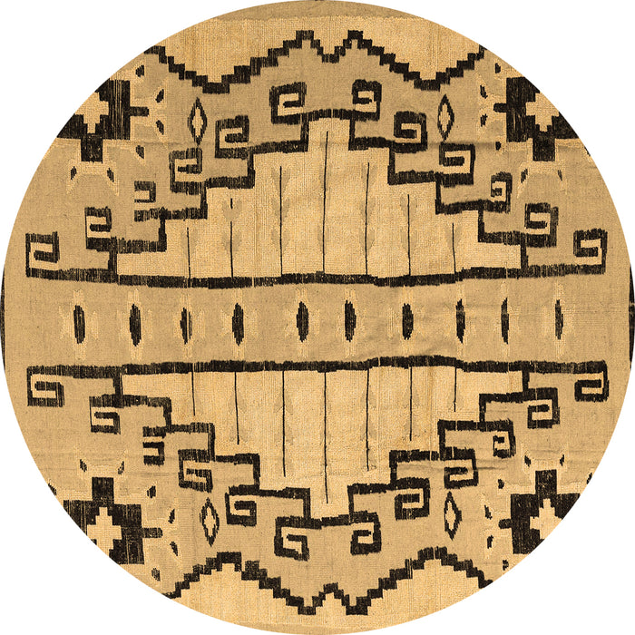Round Abstract Brown Modern Rug, abs4534brn