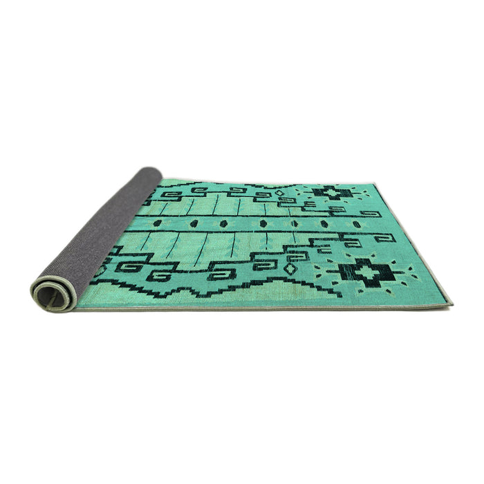 Sideview of Abstract Turquoise Modern Rug, abs4534turq