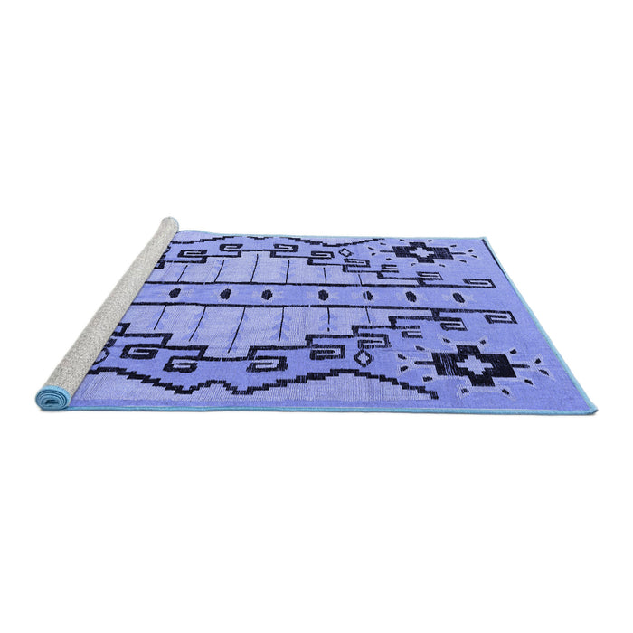 Sideview of Machine Washable Abstract Blue Modern Rug, wshabs4534blu