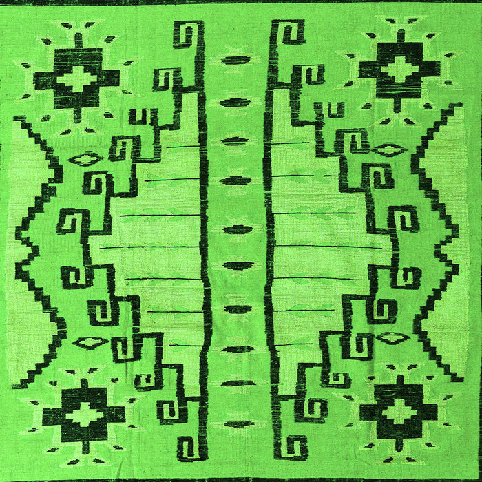 Square Machine Washable Abstract Green Modern Area Rugs, wshabs4534grn