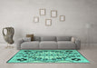 Machine Washable Abstract Turquoise Modern Area Rugs in a Living Room,, wshabs4534turq