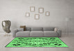 Machine Washable Abstract Emerald Green Modern Area Rugs in a Living Room,, wshabs4534emgrn