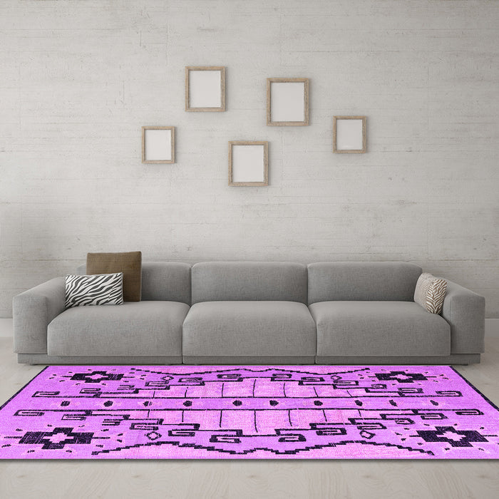 Machine Washable Abstract Purple Modern Area Rugs in a Living Room, wshabs4534pur