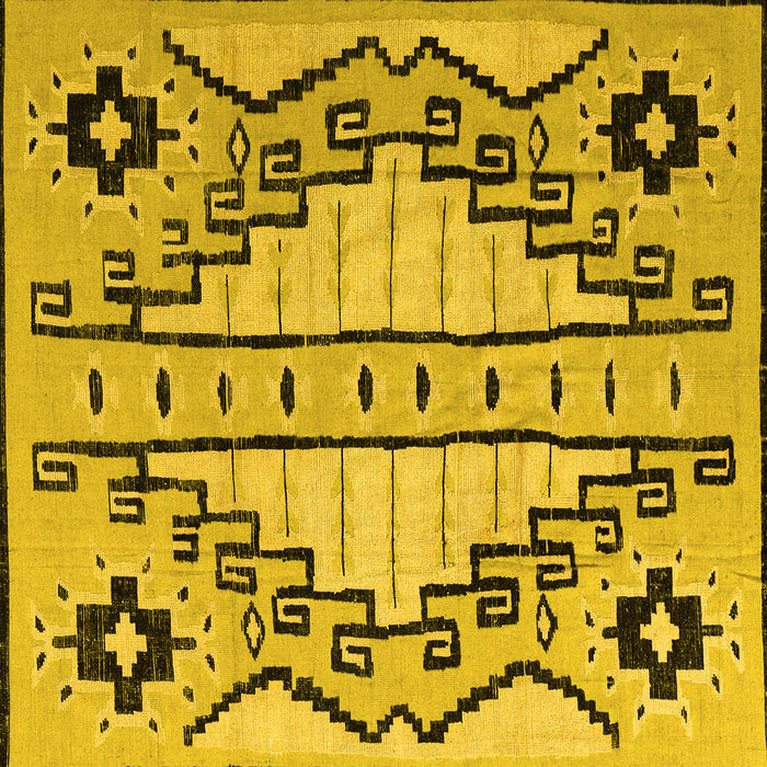 Square Machine Washable Abstract Yellow Modern Rug, wshabs4534yw