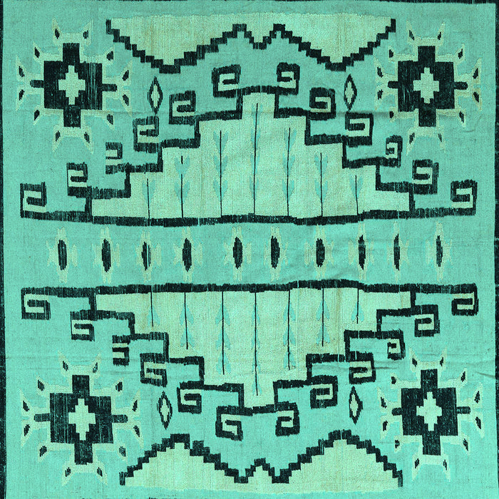 Square Abstract Turquoise Modern Rug, abs4534turq