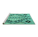 Sideview of Machine Washable Abstract Turquoise Modern Area Rugs, wshabs4534turq