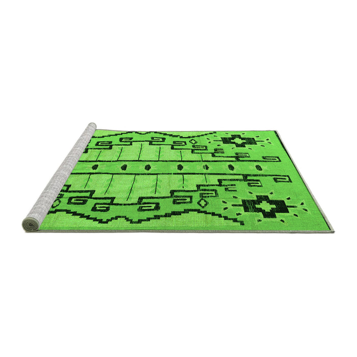 Sideview of Machine Washable Abstract Green Modern Area Rugs, wshabs4534grn