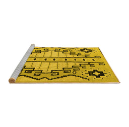 Sideview of Machine Washable Abstract Yellow Modern Rug, wshabs4534yw