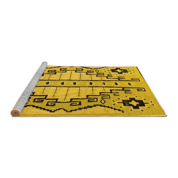 Sideview of Machine Washable Abstract Yellow Modern Rug, wshabs4534yw