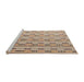 Sideview of Machine Washable Abstract Dark Gold Brown Rug, wshabs4535