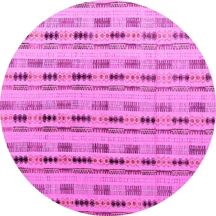 Round Machine Washable Abstract Pink Modern Rug, wshabs4535pnk