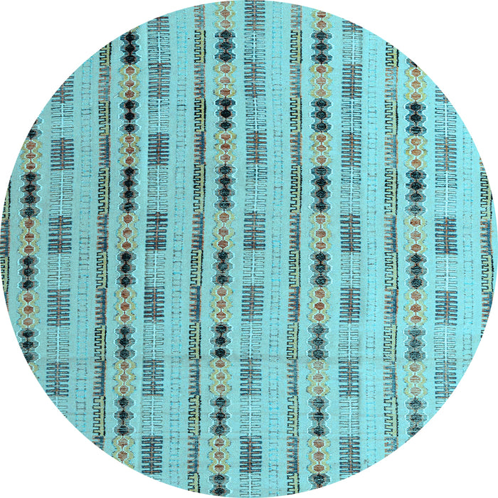 Round Abstract Light Blue Modern Rug, abs4535lblu