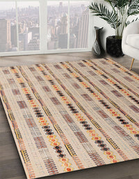 Abstract Dark Gold Brown Modern Rug, abs4535