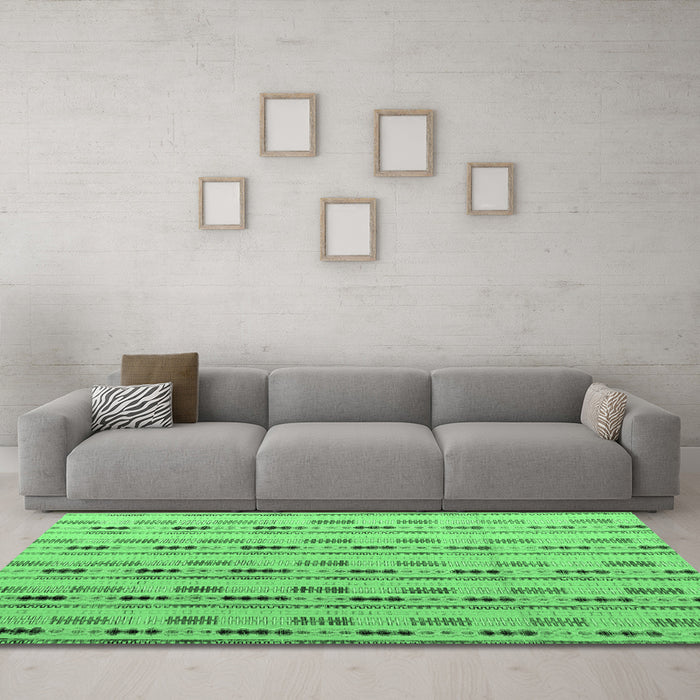 Machine Washable Abstract Emerald Green Modern Area Rugs in a Living Room,, wshabs4535emgrn