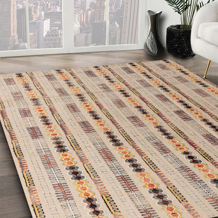 Abstract Dark Gold Brown Modern Rug in Family Room, abs4535