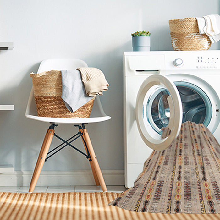 Machine Washable Abstract Dark Gold Brown Rug in a Washing Machine, wshabs4535