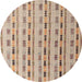 Round Abstract Dark Gold Brown Modern Rug, abs4535