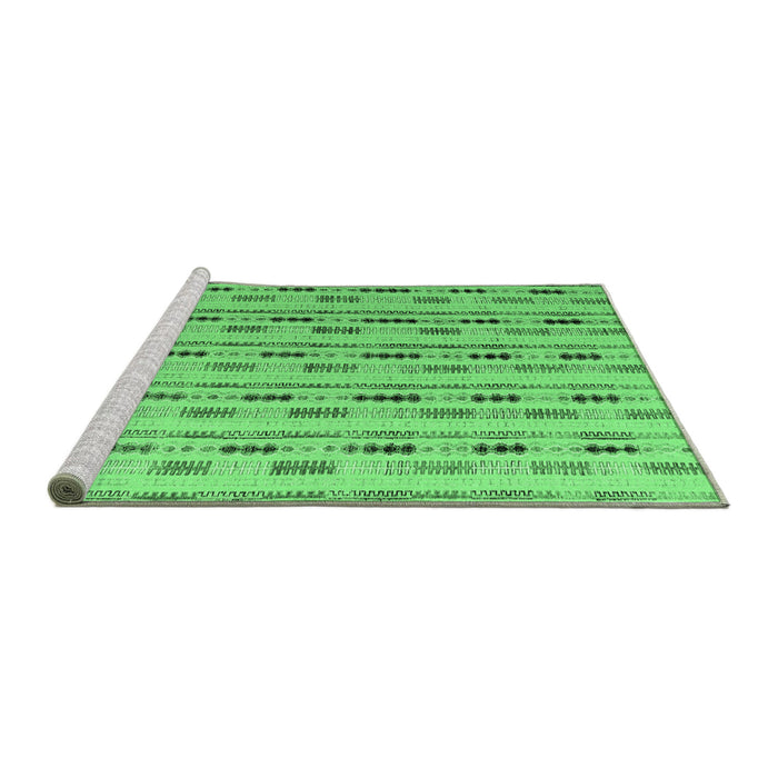Sideview of Machine Washable Abstract Emerald Green Modern Area Rugs, wshabs4535emgrn
