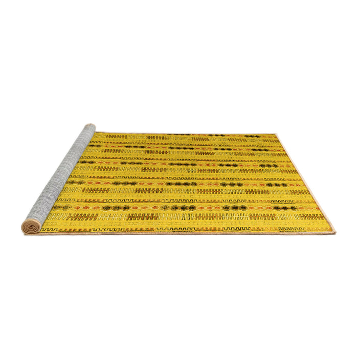 Sideview of Machine Washable Abstract Yellow Modern Rug, wshabs4535yw