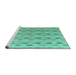 Sideview of Machine Washable Abstract Turquoise Modern Area Rugs, wshabs4535turq