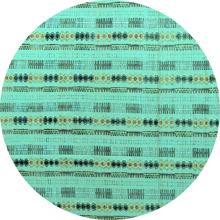 Round Abstract Turquoise Modern Rug, abs4535turq