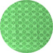 Round Machine Washable Abstract Emerald Green Modern Area Rugs, wshabs4536emgrn