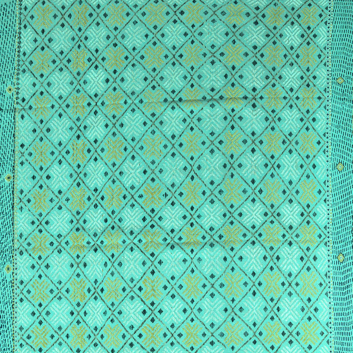 Square Machine Washable Abstract Turquoise Modern Area Rugs, wshabs4536turq