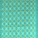 Square Machine Washable Abstract Turquoise Modern Area Rugs, wshabs4536turq