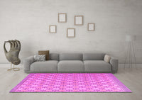 Machine Washable Abstract Pink Modern Rug, wshabs4536pnk