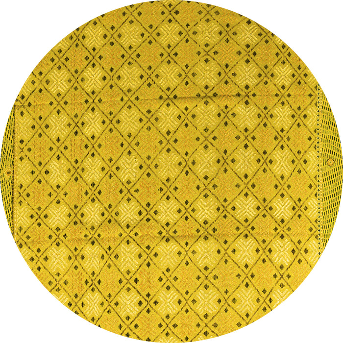 Round Machine Washable Abstract Yellow Modern Rug, wshabs4536yw