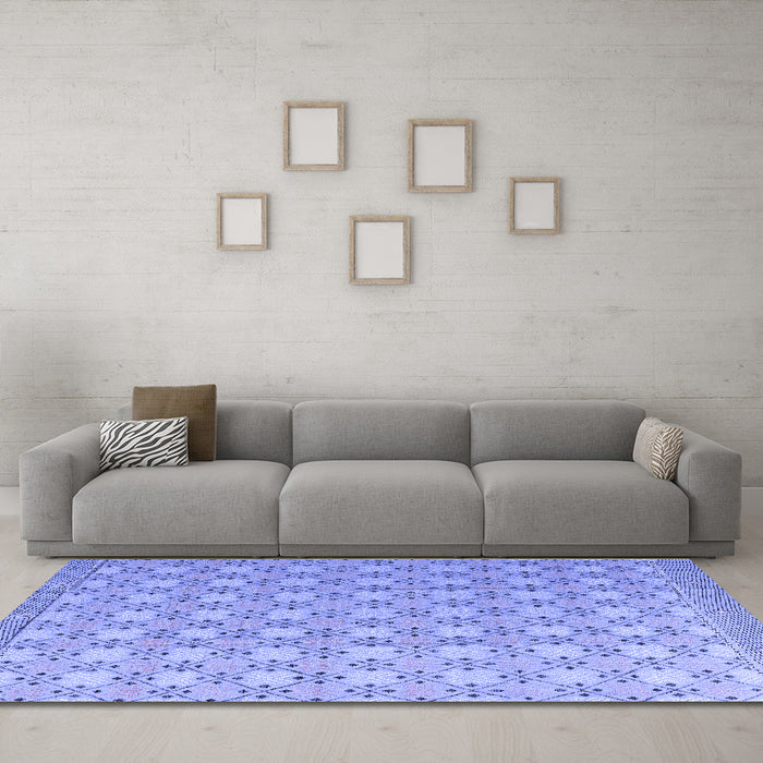 Machine Washable Abstract Blue Modern Rug in a Living Room, wshabs4536blu