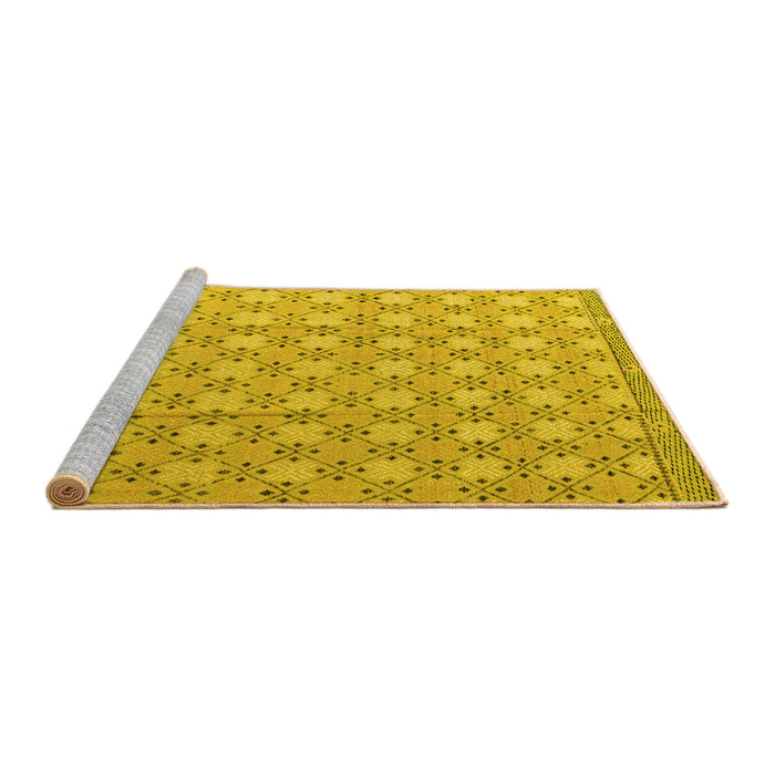 Sideview of Machine Washable Abstract Yellow Modern Rug, wshabs4536yw