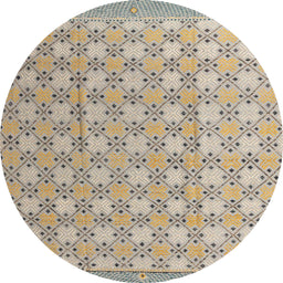 Round Abstract Tan Brown Modern Rug, abs4536