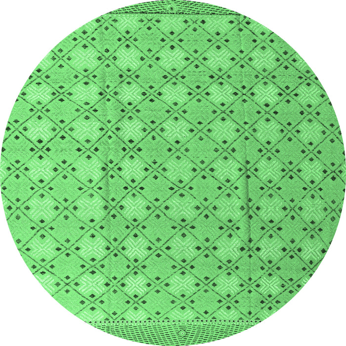 Round Abstract Emerald Green Modern Rug, abs4536emgrn