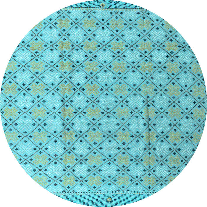 Round Abstract Light Blue Modern Rug, abs4536lblu