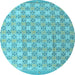 Round Abstract Light Blue Modern Rug, abs4536lblu