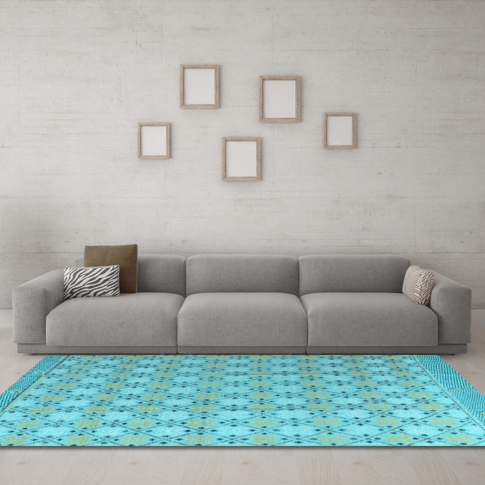 Machine Washable Abstract Light Blue Modern Rug in a Living Room, wshabs4536lblu