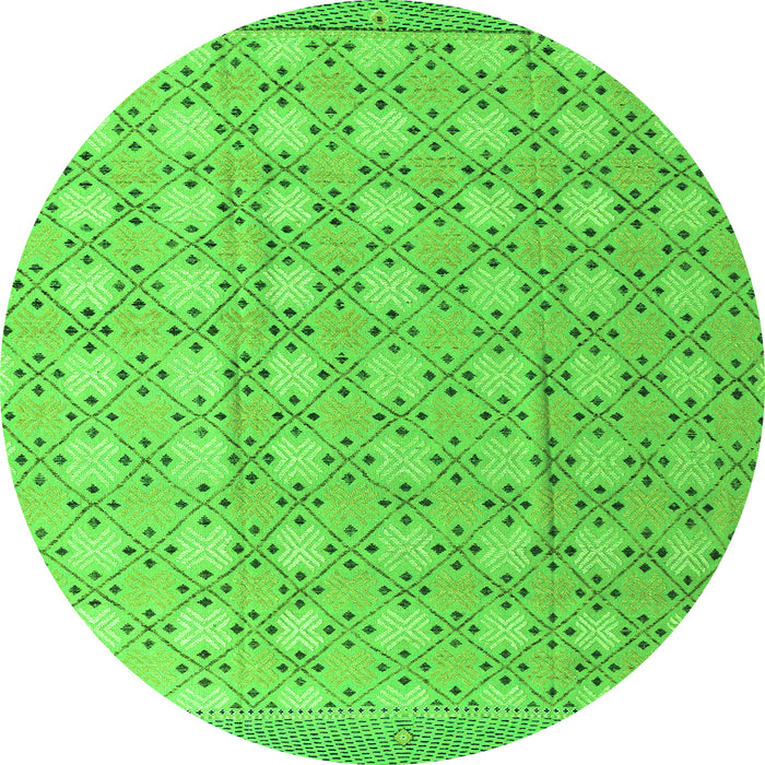 Round Machine Washable Abstract Green Modern Area Rugs, wshabs4536grn