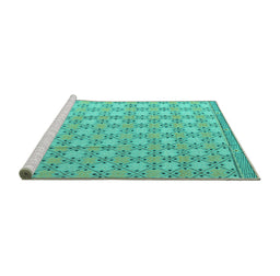 Sideview of Machine Washable Abstract Turquoise Modern Area Rugs, wshabs4536turq