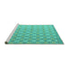 Sideview of Machine Washable Abstract Turquoise Modern Area Rugs, wshabs4536turq