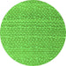 Round Machine Washable Abstract Green Modern Area Rugs, wshabs4537grn