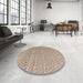 Round Abstract Dark Almond Brown Modern Rug in a Office, abs4537