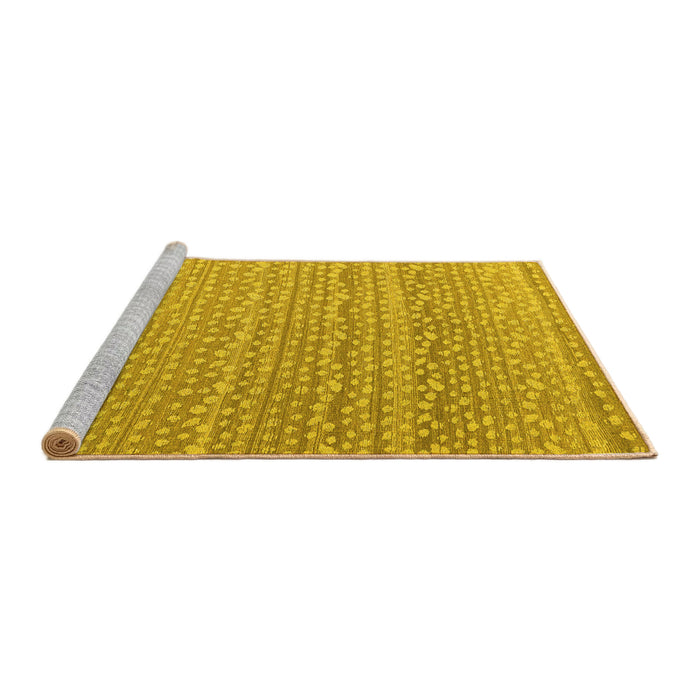 Sideview of Machine Washable Abstract Yellow Modern Rug, wshabs4537yw
