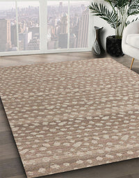 Abstract Dark Almond Brown Modern Rug, abs4537