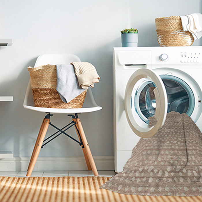 Machine Washable Abstract Dark Almond Brown Rug in a Washing Machine, wshabs4537